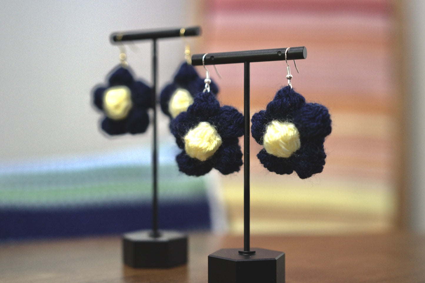 Navy Flower Power Earrings