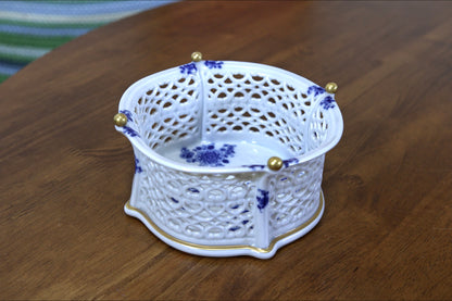 Wallendorf Echt Kobalt Porcelain Basket