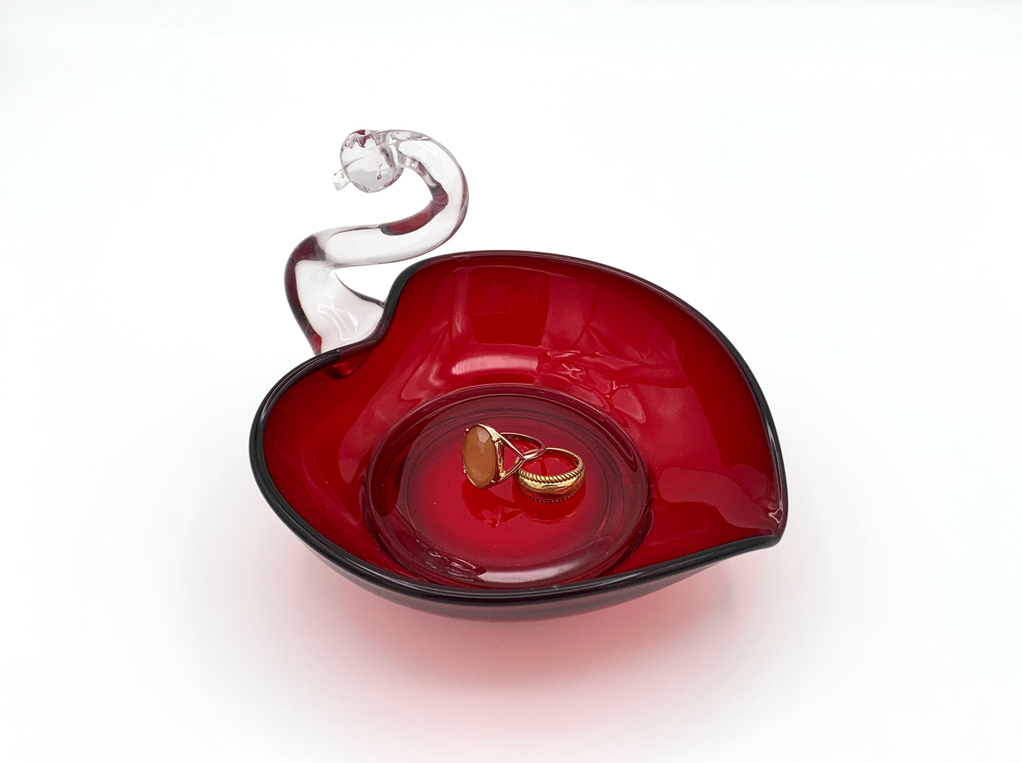 New Martinsville Sweetheart Swan Glass Dish
