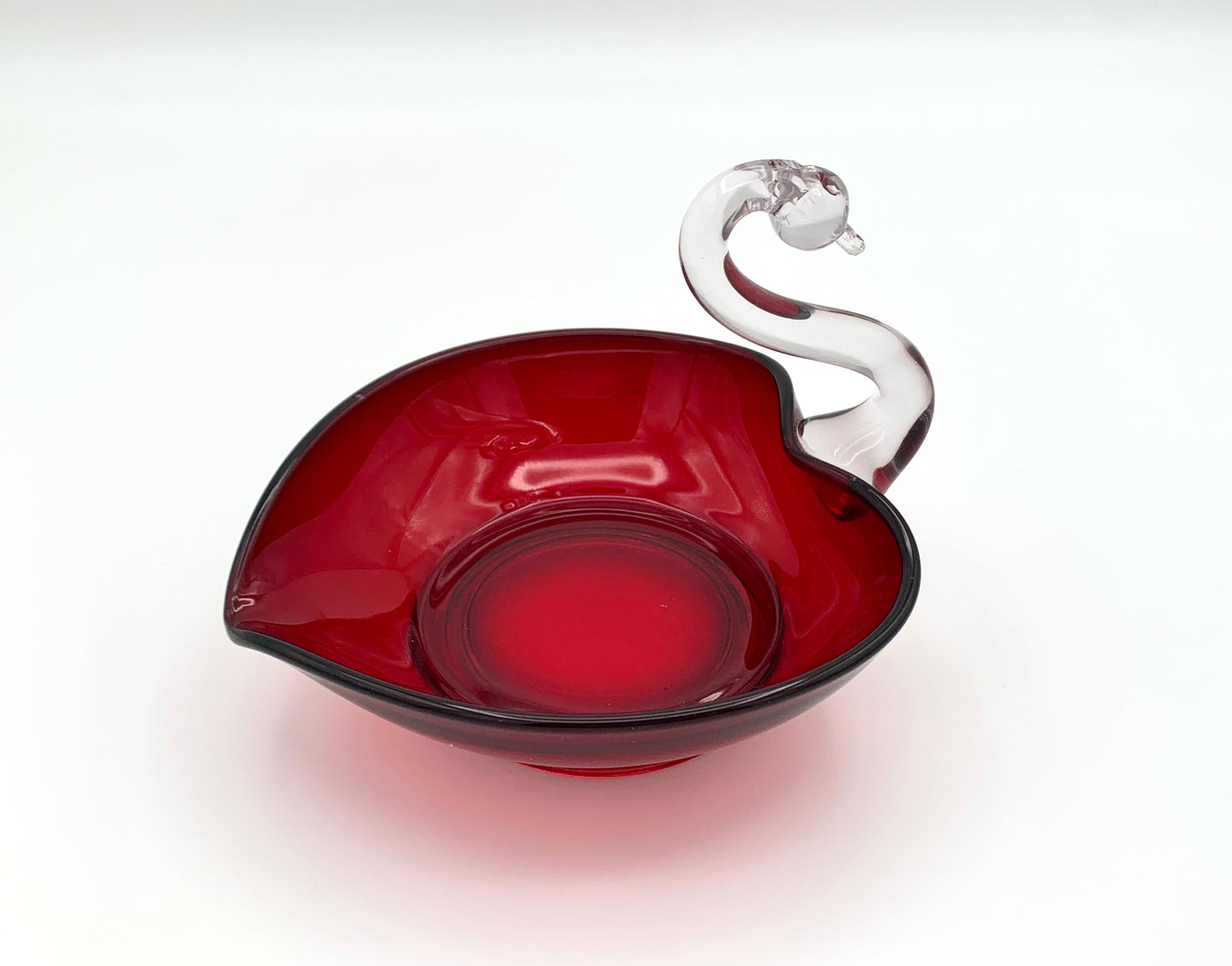 New Martinsville Sweetheart Swan Glass Dish