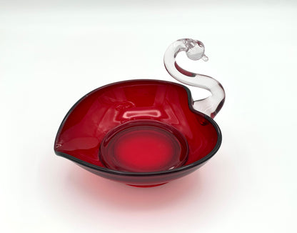 New Martinsville Sweetheart Swan Glass Dish