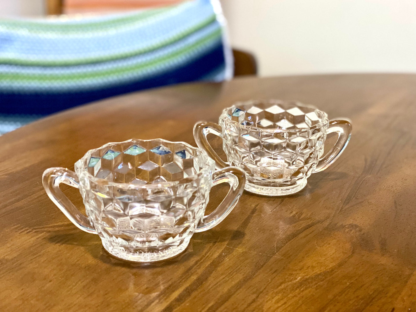 Fostoria American Cubist Glass Sugar Bowls