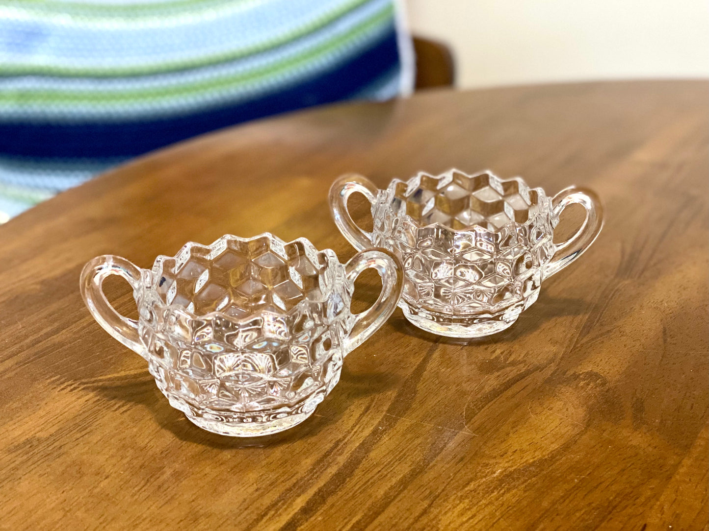 Fostoria American Cubist Glass Sugar Bowls
