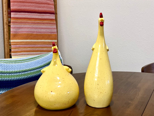 Ceramic Chicken Pair with Combs