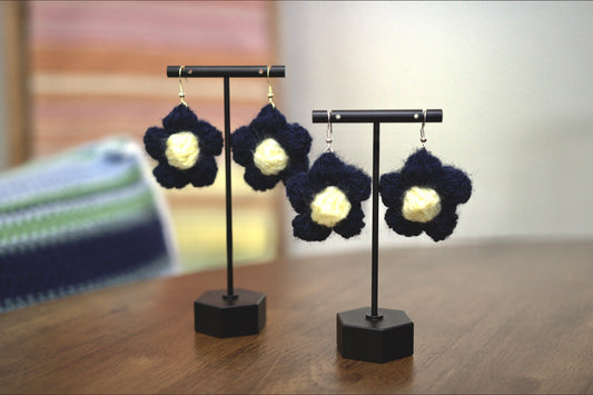 Navy Flower Power Earrings